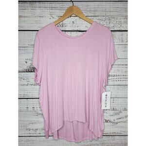 Athleta With Ease Rib Short Sleeve Tee Light Pink Size Large